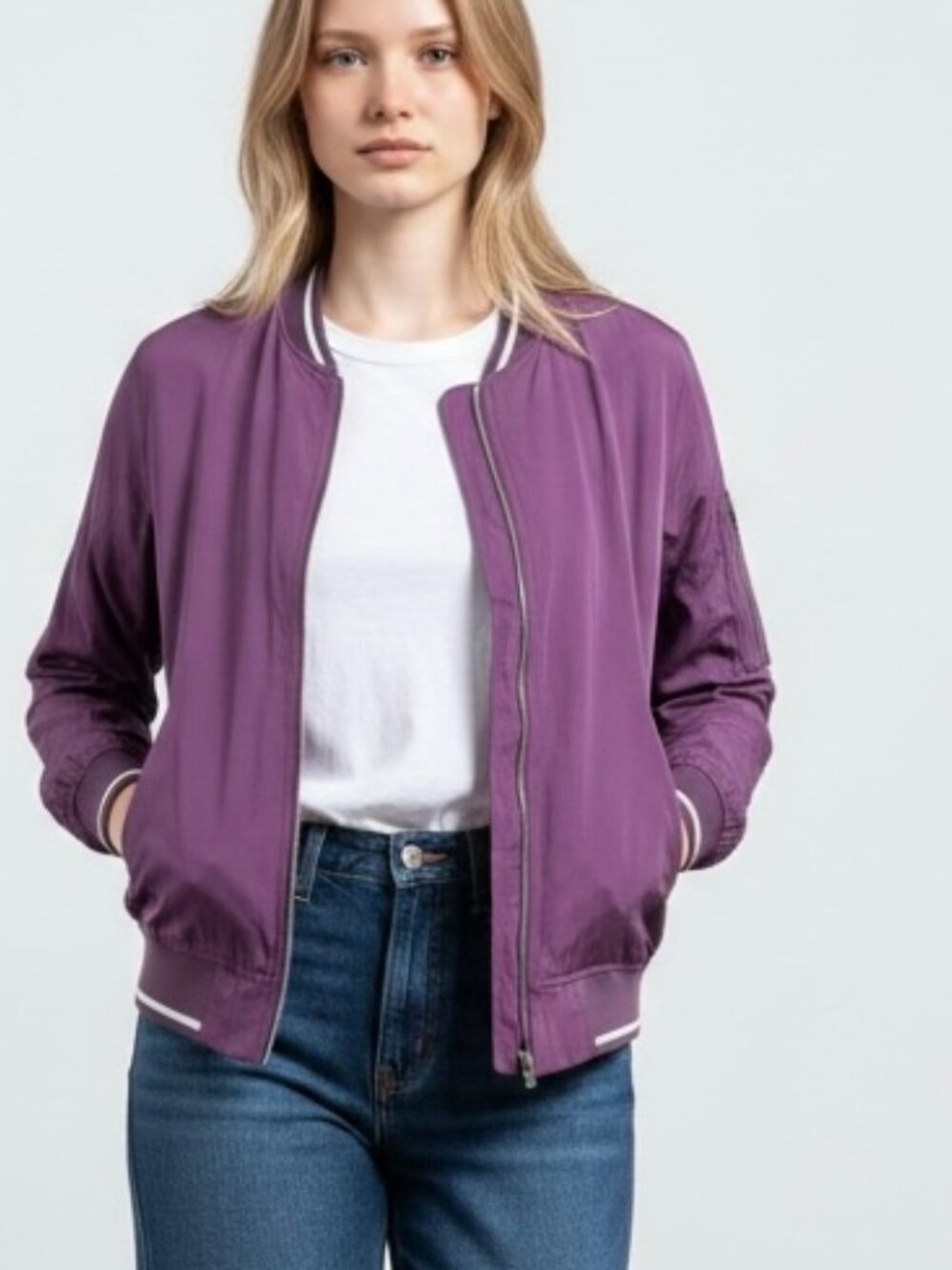 Harlow & Graham Women’s Jacket Sz Large Purple Full Zip Windbreaker